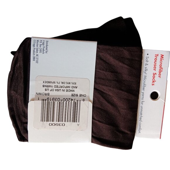 New Women's Leggs Microfiber Trouser Socks Brown One Size Made In USA - Picture 3 of 3